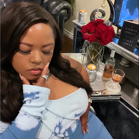 Caught In A Tie Dye Off-Shoulder Midi Dress - Blue/White - Picture 11 of 16